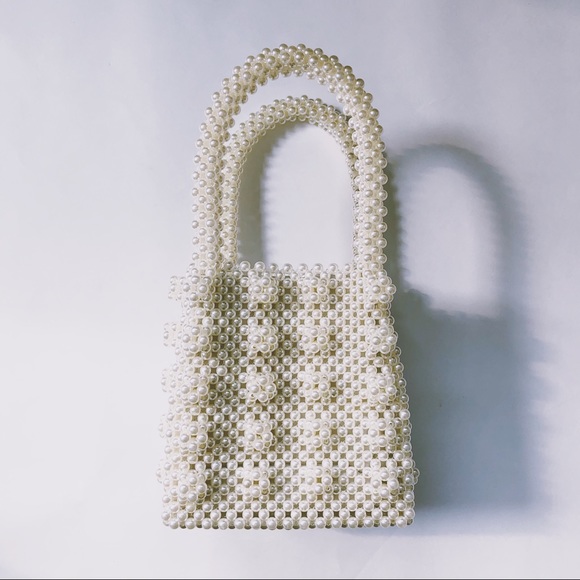 🆕Becky Beaded Bag White Top Handle Bag - Picture 3 of 8